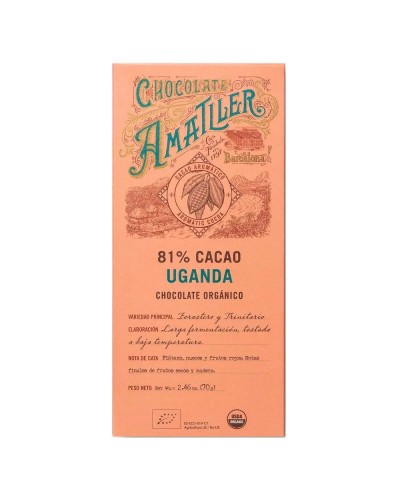 Tableta Chocolate Amatller 81% cacao Uganda 70g