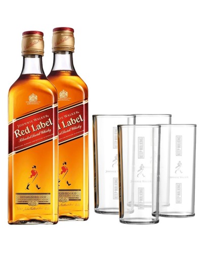 Pack 2 Johnnie Walker Red Label + 4 Verres