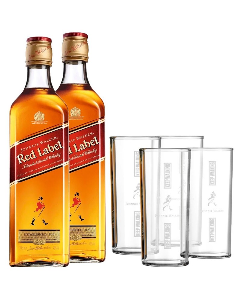 Pack 2 Johnnie Walker Red Label + 4 Verres