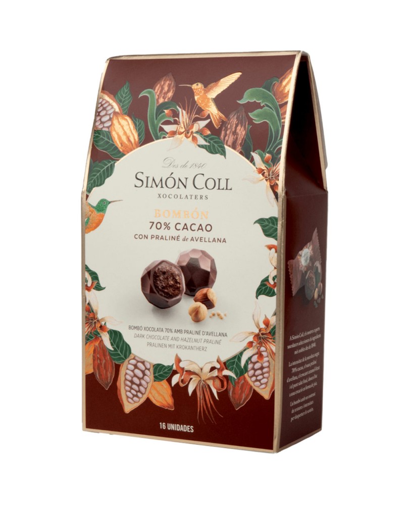 Bombones Simon Coll de Praline Avellanas y Chocolate 70% cacao Estuche 144g