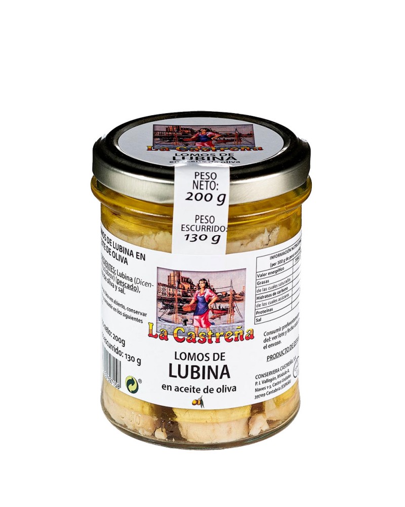 Lomos de lubina en aceite de oliva "La Castreña" 200gr