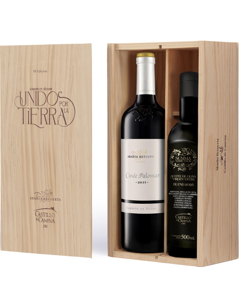 Estuche Unidos por la Tierra Abadia Retuerta Cuvee Palomar y Aceite de Canena