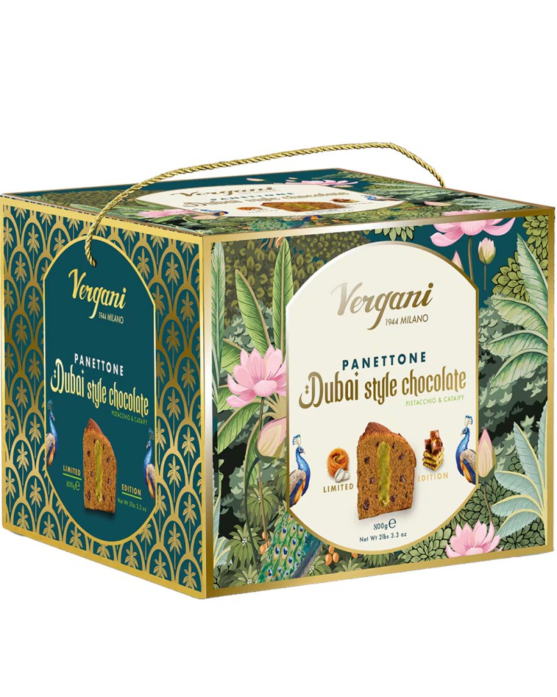 Panettone Vergani Dubai Style Chocolate Pistachio and Kataifi 850 gr