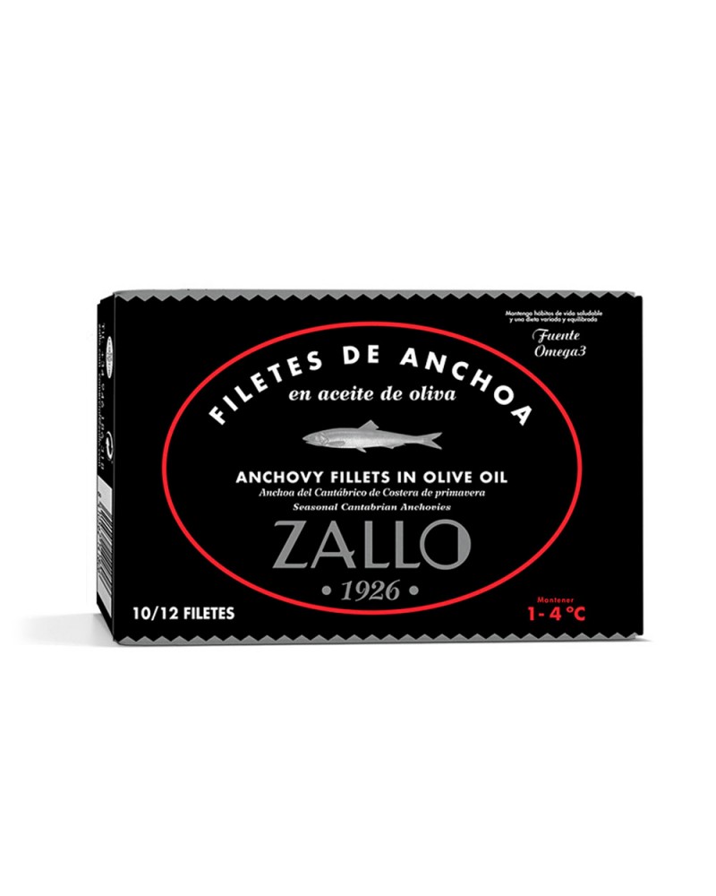 Filetes De Anchoa Del Cantabrico Zallo En Aceite De Oliva Serie Negra 10/12 45gr.