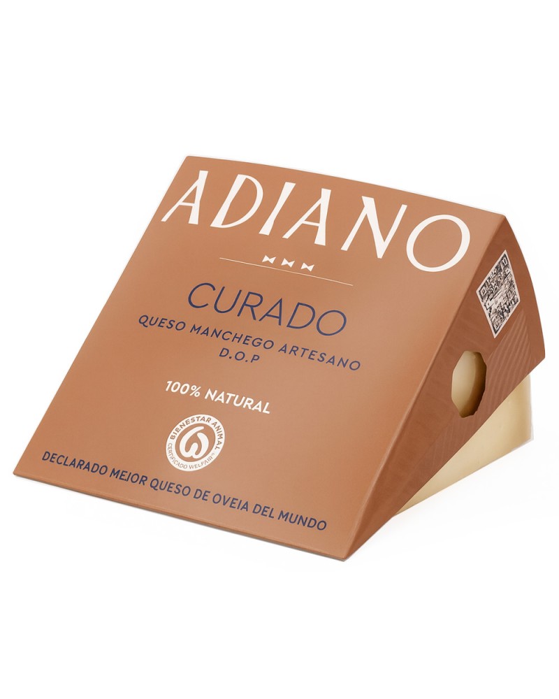 Cuña de Queso Manchego Adiano Curado en estuche de 250gr