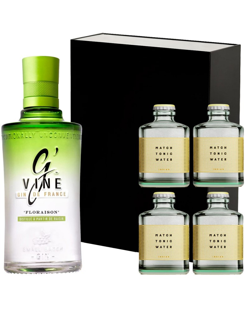 Estuche Gin Premium Gvine + 4 Tonicas Indian Match
